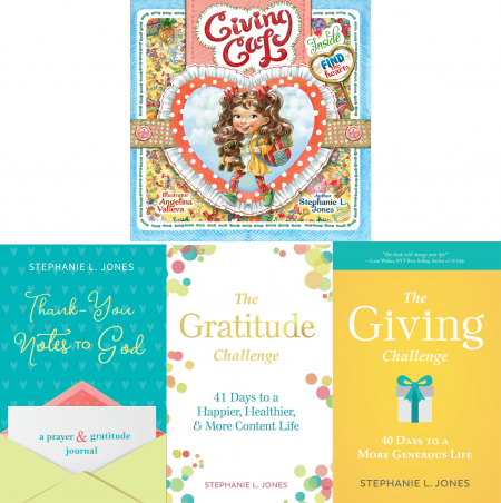 Bundle: Giving Gal (children's paperback), The Giving Challenge, The Gratitude Challenge, & Thank-You Notes to God