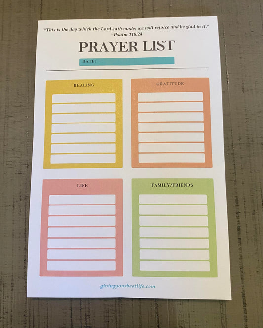 Prayer List Pad